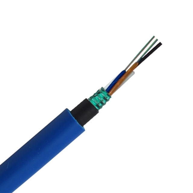 Cable de fibra óptica de mina Cable de tubo holgado trenzado para exteriores MGTS, chaqueta ignífuga azul, chaqueta única / armadura individual